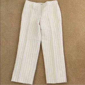 Ann Tylor Off White Striped pants with blue vertical stripes size 0 petite